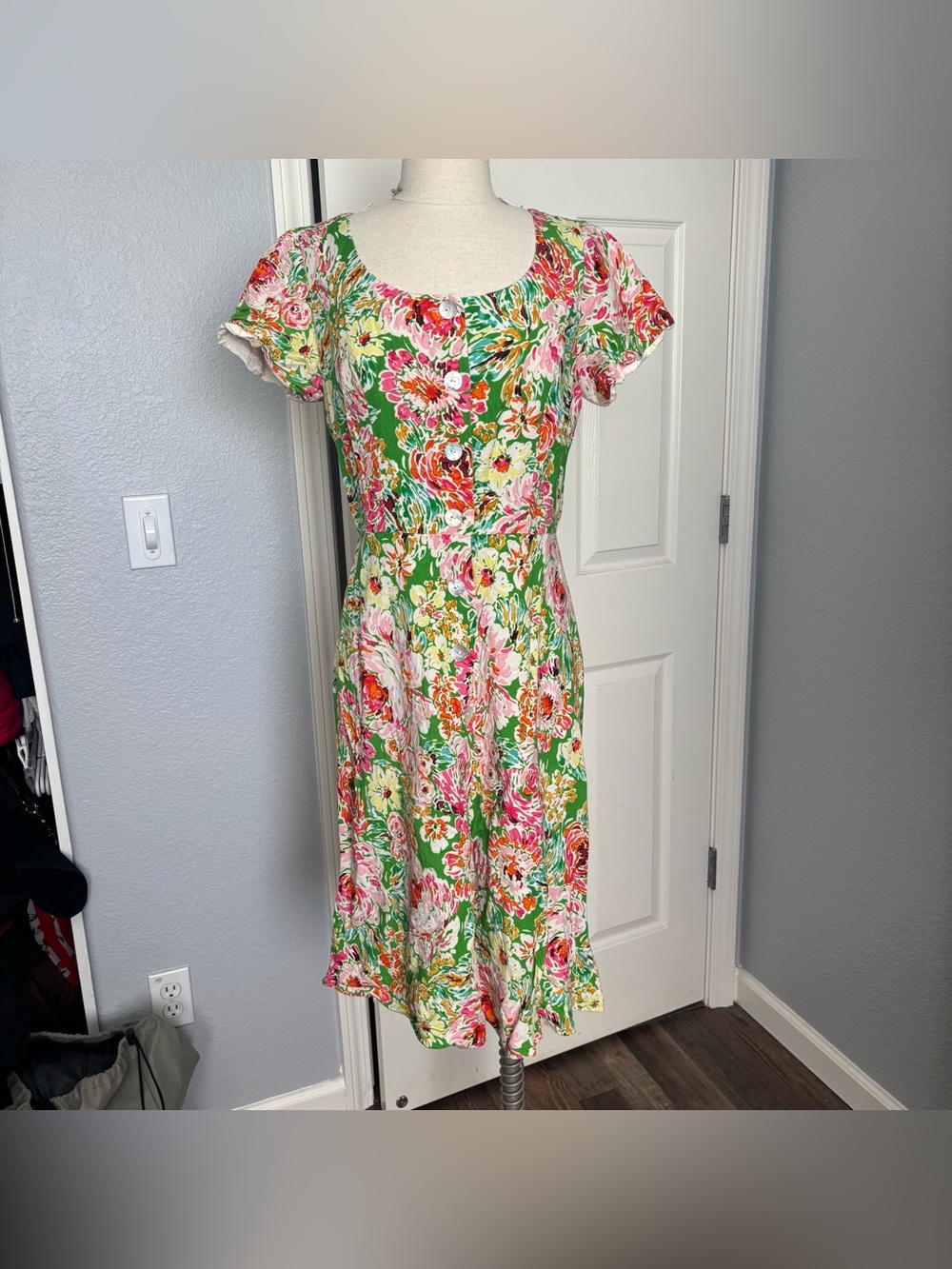 Green floral dress